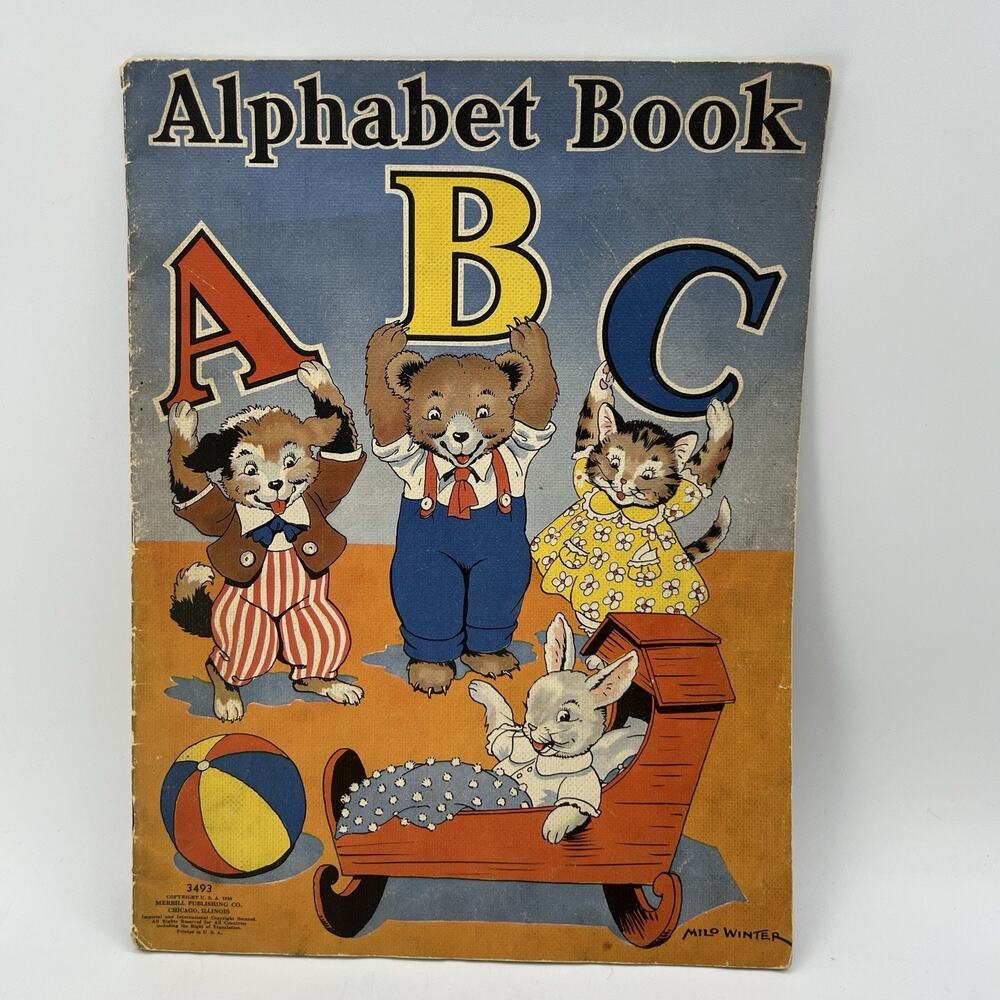 Vtg Childrens Animal Alphabet Book 12" ABC 3493 Milo Winter Rowena Bennett 1938